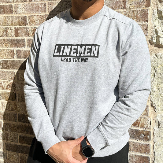 Linemen Lead The Way Crewneck - Gray