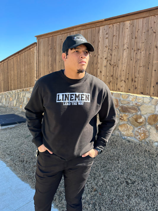 Linemen Lead The Way Crewneck - Black
