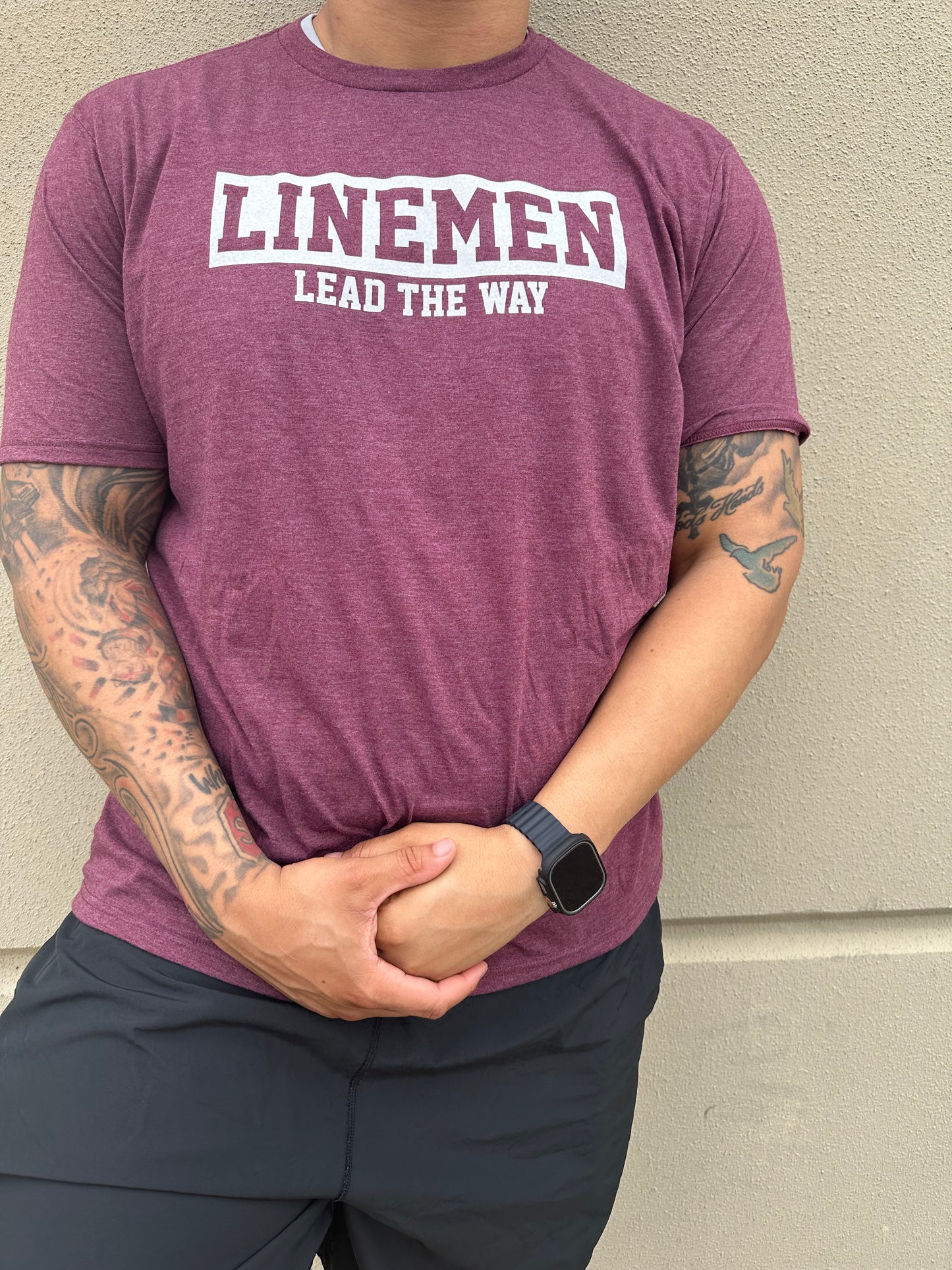 Linemen Lead The Way Shirt - Maroon