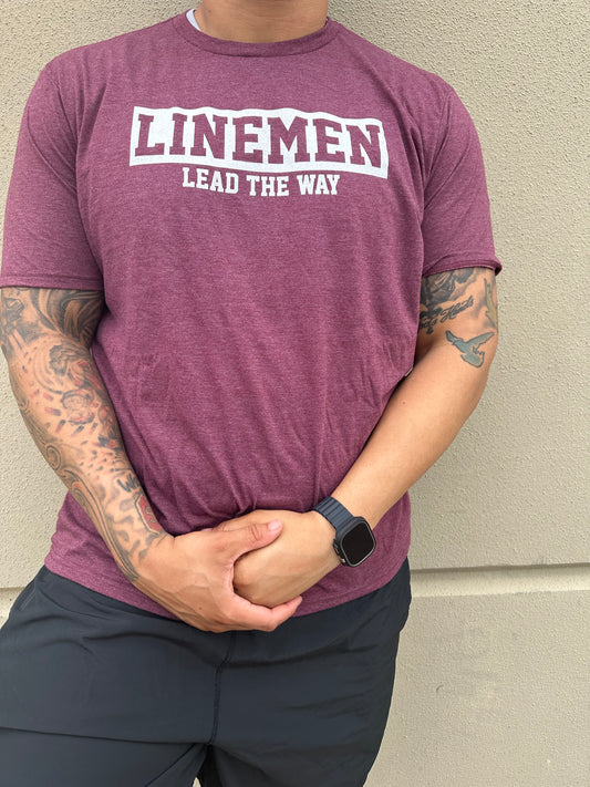 Linemen Lead The Way Shirt - Maroon
